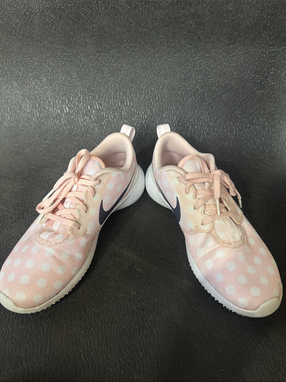 Nike Pink Polka Dot Trainers with Black Swoosh
